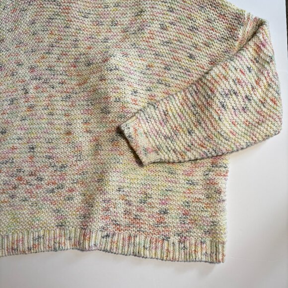 Aerie Off White and Colourful Knit Sweater Open Tie Back Size Medium - Picture 2 of 10